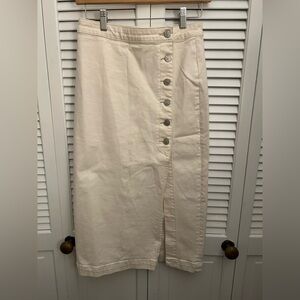 Free People Cream Button-Down Pencil Skirt